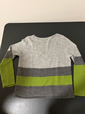 Gray and Lime Green Colorblock Sweater